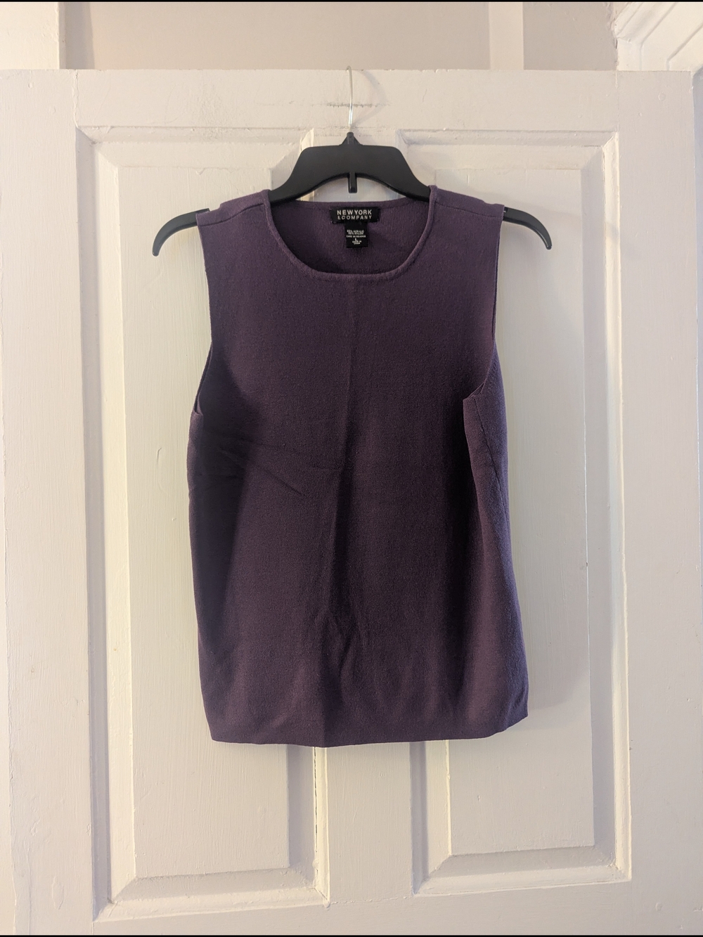 New York & Company Deep Plum Knit Sleeveless Top